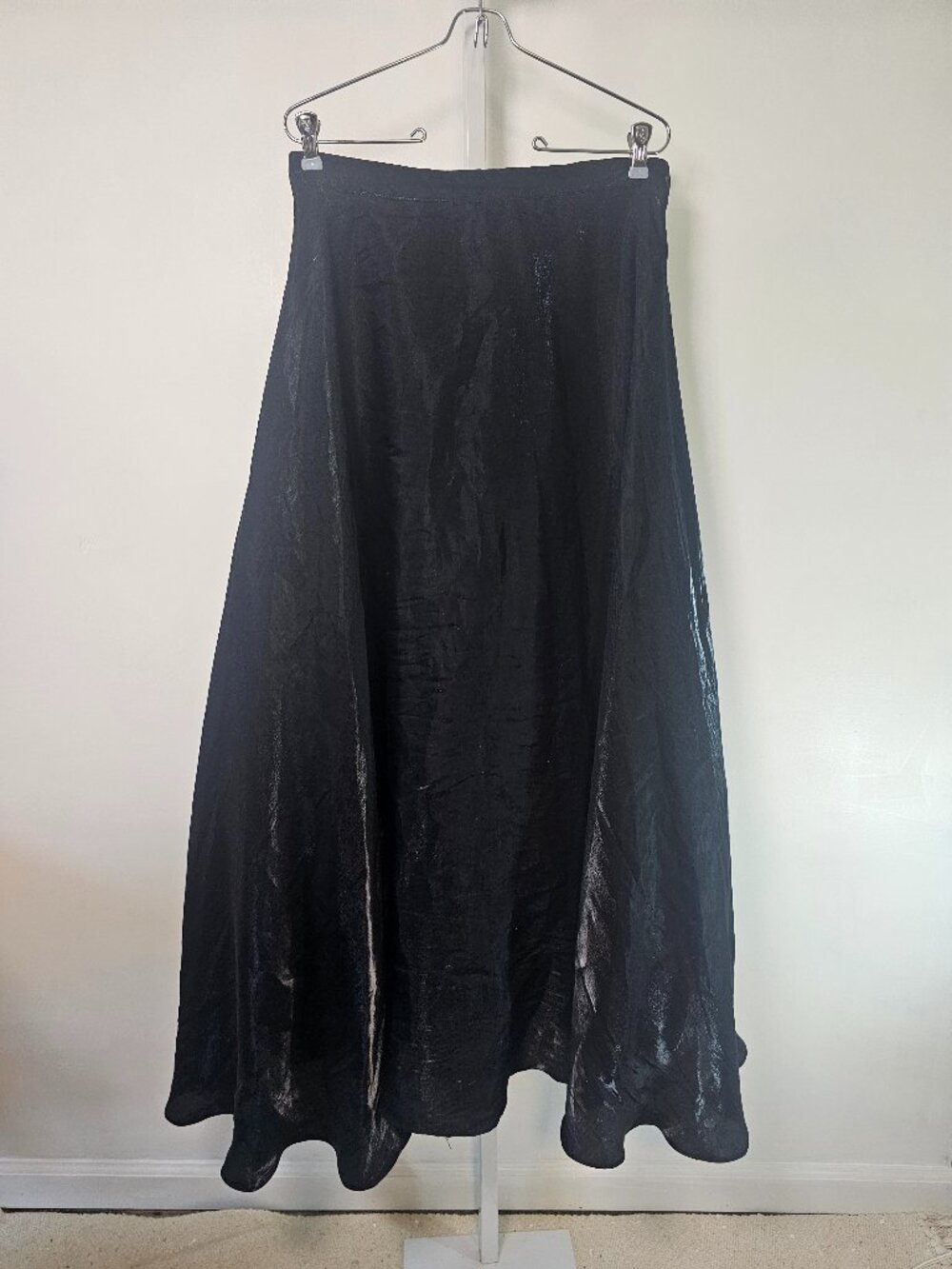 Vintage JS Collections Skirt Black Satin Maxi Formal Toile Goth Whimsigoth 12
